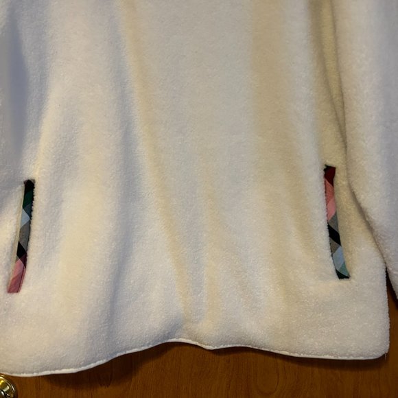 VERA BRADLEY Sz 3X White w/ Multi-Color Quilted Bodice & Trim 1/4 Zip Fleece Top - Picture 3 of 7